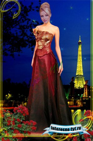 Женский шаблон для Photoshop - Ночной Париж