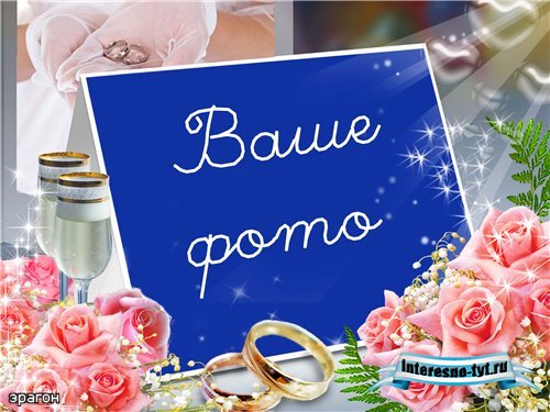 Свадебная рамочка для фотошоп – Розовые розы