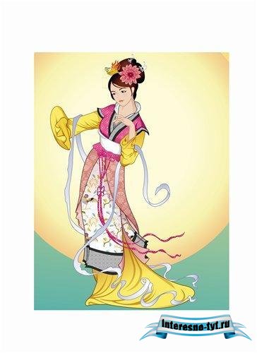 Traditional Asian Women HQ Vectors