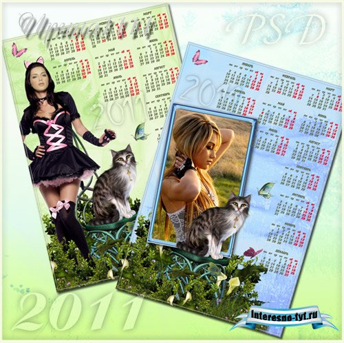 Календарь для Photoshop на 2011 год - Кошечка