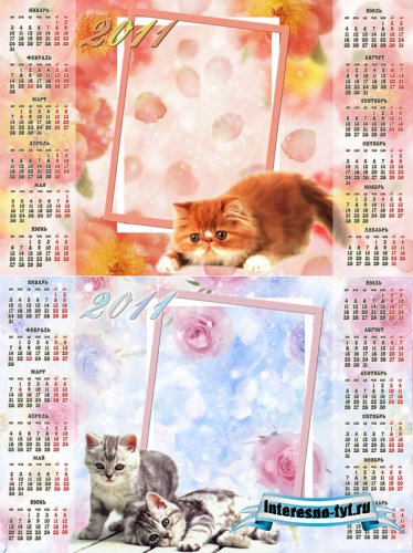 2 PSD календаря с рамками для Photoshop - С котятами