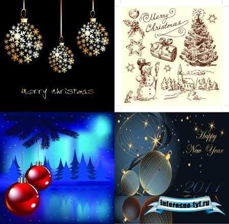 New Year and Merry Cristmas - collection of vector (part 1)