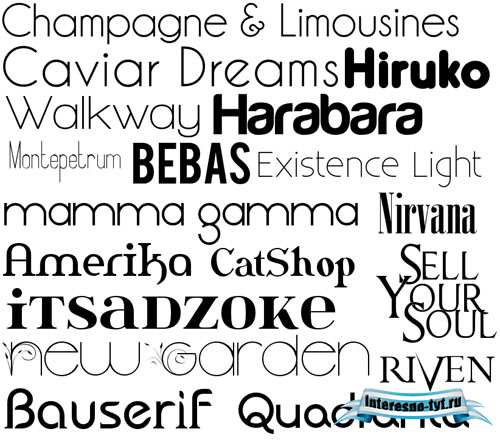 Набор базовых шрифтов - Sans serif, Serif, Fixed width, Various (dafont)