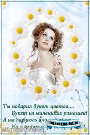 Рамка для фотошопа – Букет из ромашек