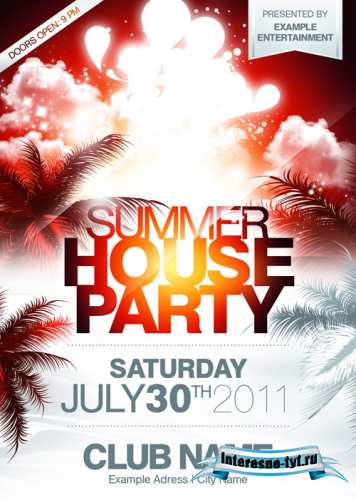 Summer house party orange flyer Summer house party orange flyer