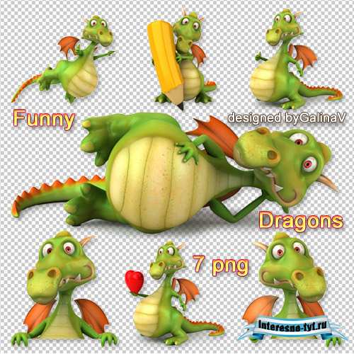 Клипарт Забавные драконы | Funny Dragons PNG