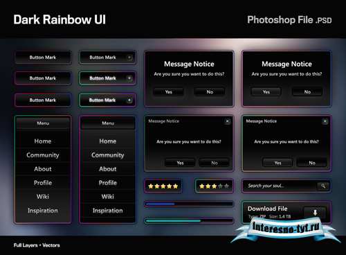 Dark rainbow ui free psd Dark rainbow ui free psd