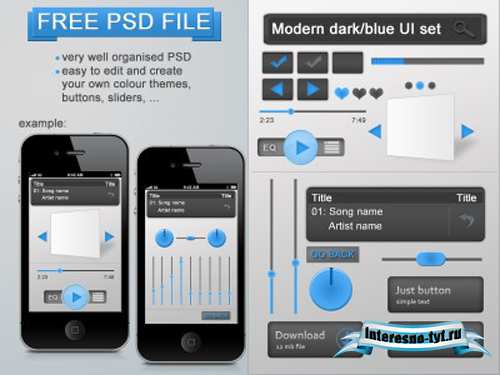 Modern dark-blue UI set Modern dark-blue UI set