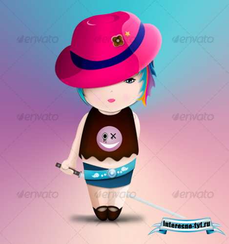 GraphicRiver - Cute samurai little girl GraphicRiver - Cute samurai little girl