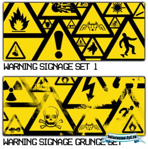 Warning Brushes Grunge Set Warning Brushes Grunge Set