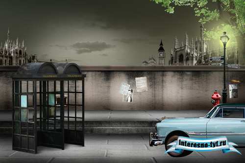 The dark London street for Photoshop The dark London street for Photoshop