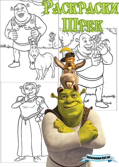 Шрек раскраска