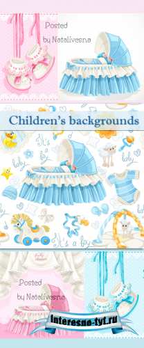 Детские фоны с пинетками / Children's backgrounds with bootees - Stock photo Детские фоны с пинетками / Children's backgrounds with bootees - Stock photo