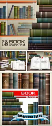 Книги на полках / Books on shelves - Stock photo