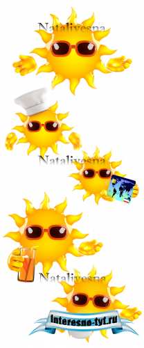 Летнее солнышко на белом фоне / Summer sun on white background - Stock photo Летнее солнышко на белом фоне / Summer sun on white background - Stock photo