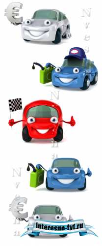 3D Цветные машинки белом фоне / 3D Color cars - Stock photo