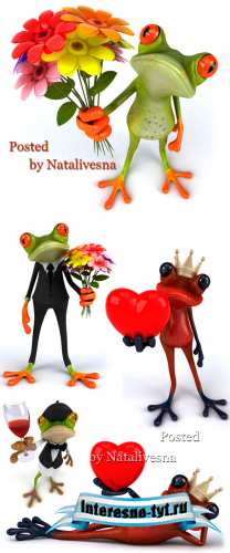 3D Лягушка с букетом и сердечком 