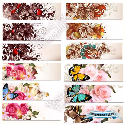 Цветочные баннеры в векторе - Flower banners in a vector Цветочные баннеры в векторе - Flower banners in a vector